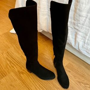 Stuart Weitzman Allserve Suede Knee Boots - Black